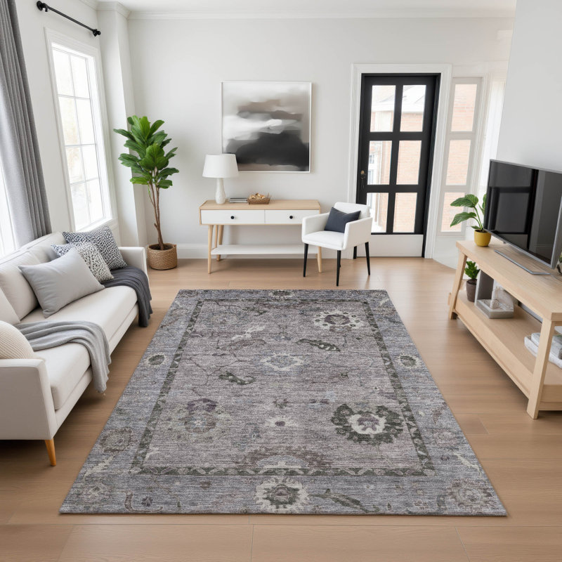 Premium Machine Washable Mayfield AMF2230 Global Rug, Pewter, 10' x 14'