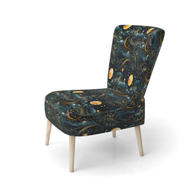 Blue Celestial Boho Pattern V - Upholstered Bohemian & Eclectic Accent Side Chair by Red Barrel Studio