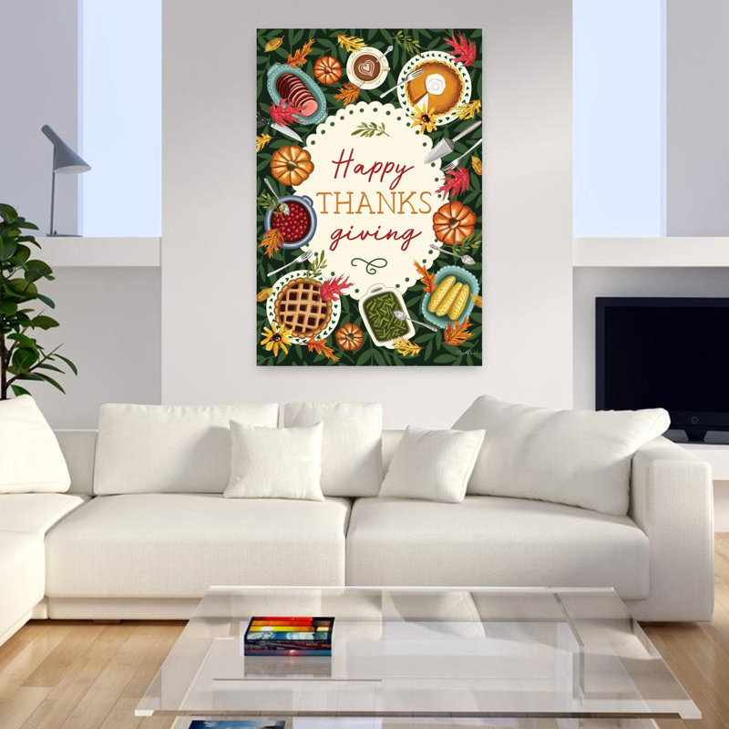 Happy Thanksgiving Table, art contemporain, H 48 po x l 32 po