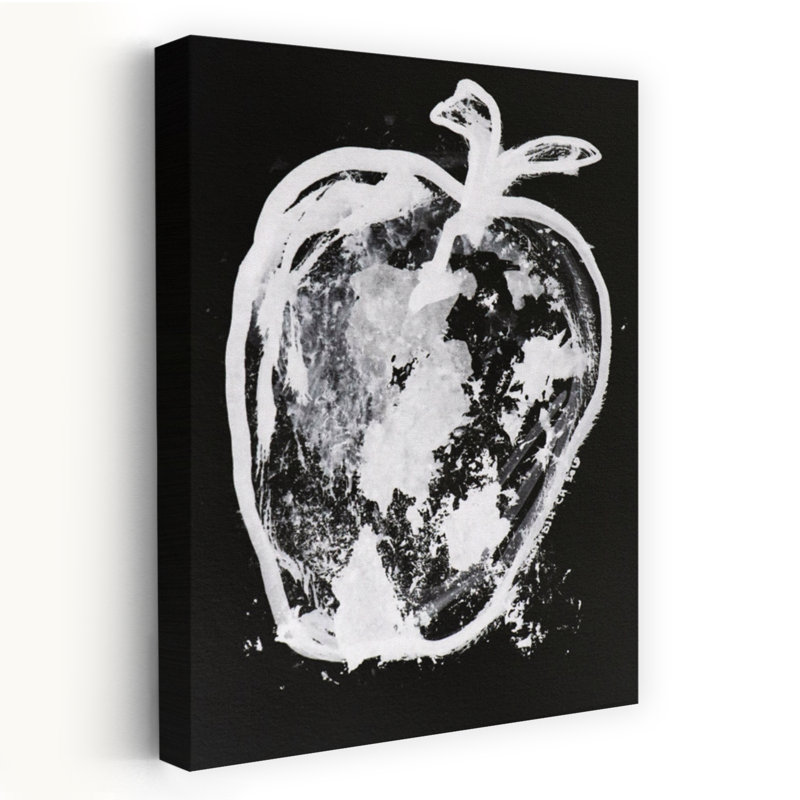 Abstrait, pomme blanche abstraite, fruit contemporain audacieux, reproduction d'art, 24" H x 16" W