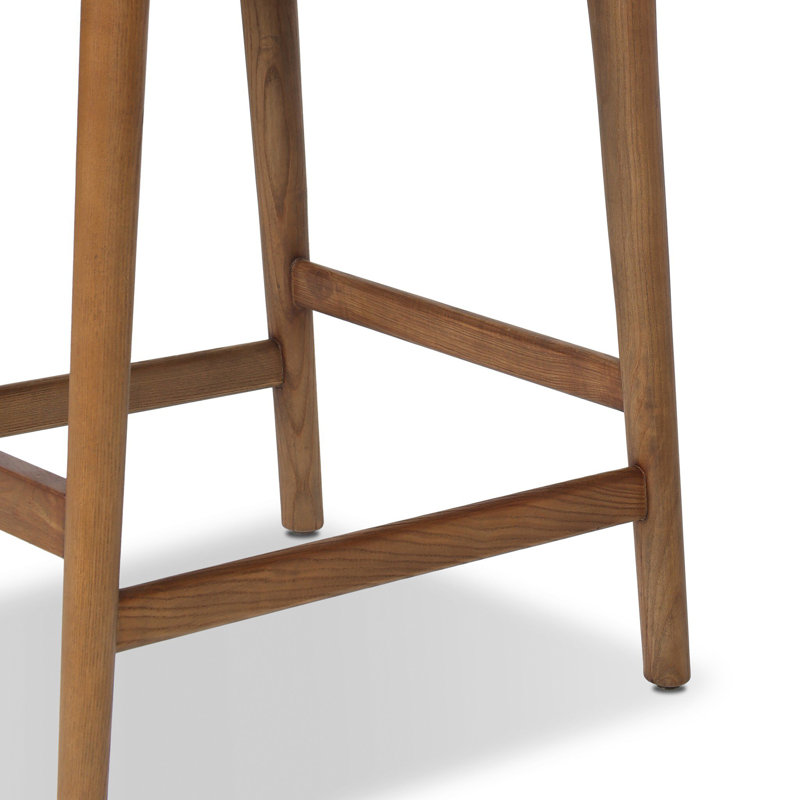 ROTHLER Stool, Counter Stool (27” Seat Height), Tan Ash, Maestro Camel/Genuine Leather