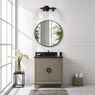 Hedley 31 " W Freestanding Standard Free Standing 1 Single Vanity Bathroom Vanity With Blue Limestone Top