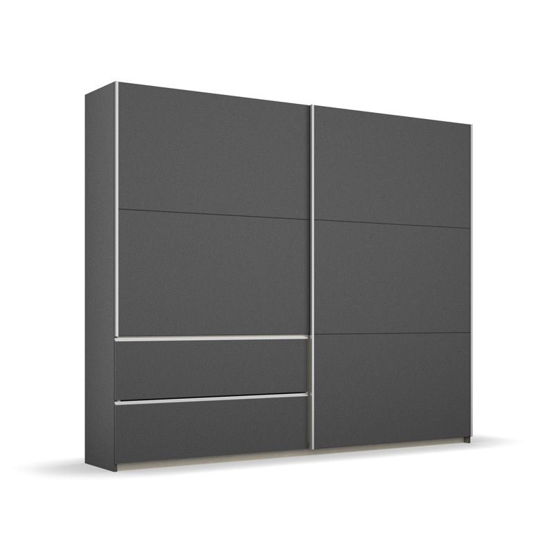 Sevilla Sliding Door Wardrobe, Grey Metallic/Grey, 210cm H x 218cm W x 59cm D