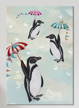«Floating Penguins II», impression sur toile tendue, H 40 po x l 26 po x P 1,5 po, Pas de tapis, Toile tendue