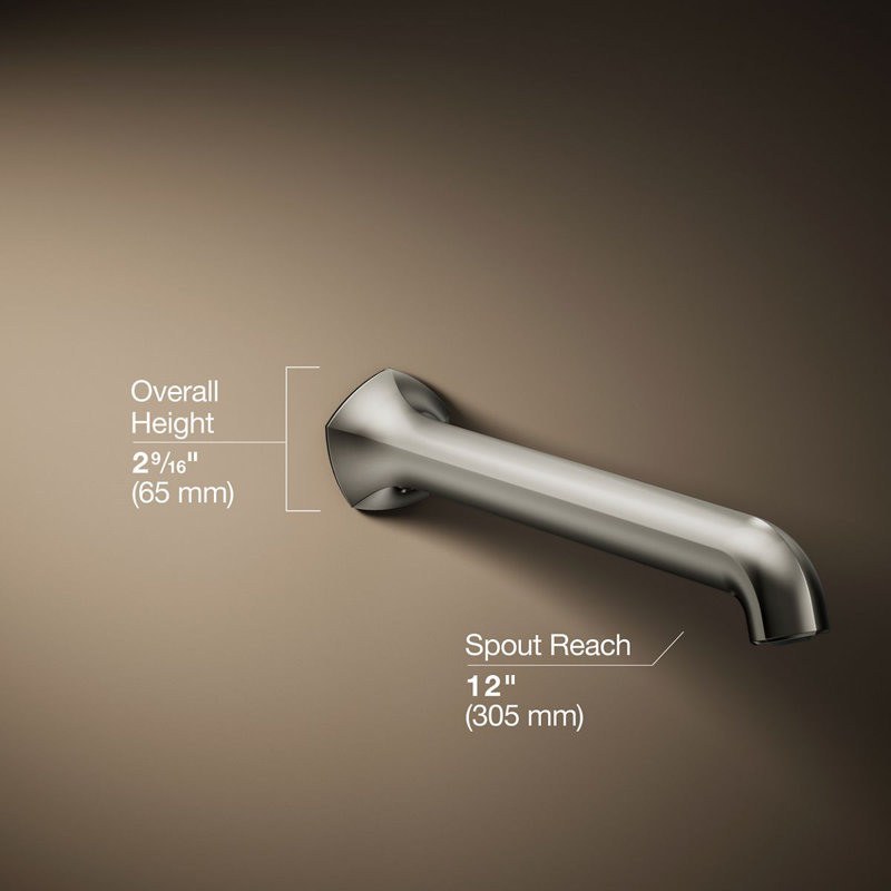 Wall-Mount 12 In. Bath Spout With Straight Design, Vibrant Polished Nickel