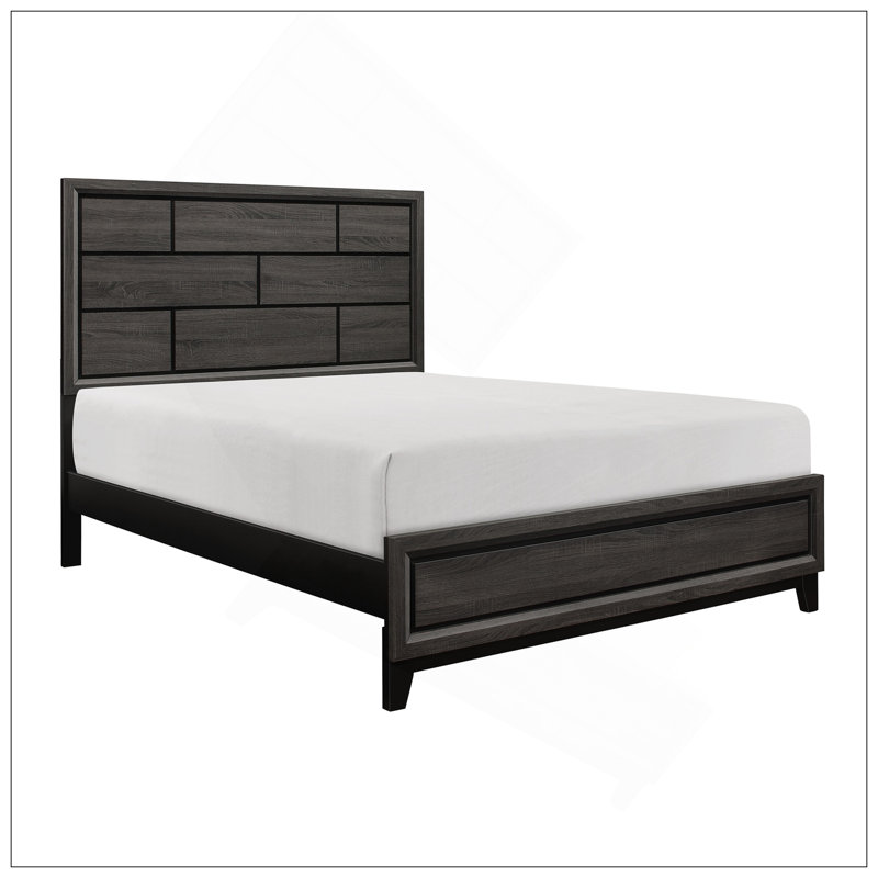 Mobilier de chambre à coucher contemporain de style moderne avec ligne grise et grand lit 1pc
