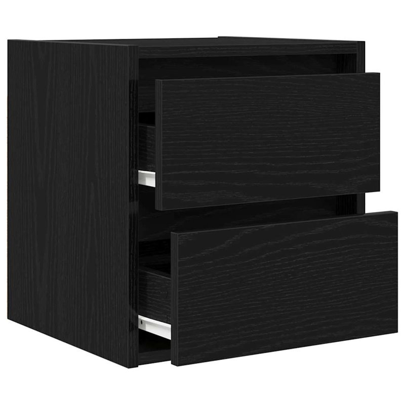 Wall-Mounted Bedside Cabinets 2 Pcs 38X34x40 Cm, Black Oak, 1
