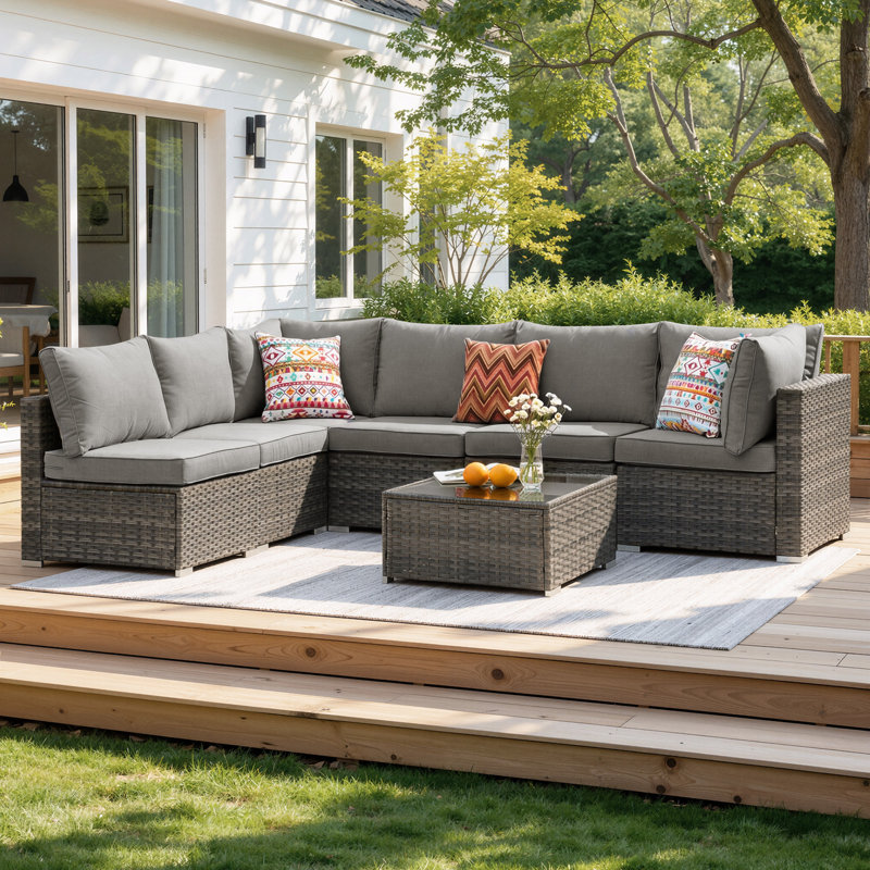 Ensemble de conversation modulaire en rotin Aliva, H 76 cm x l 51 cm