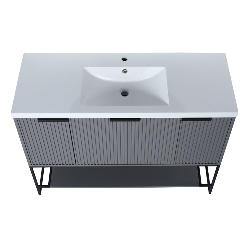 Meuble-lavabo autoportant de 48 po avec lavabo en résine 48 po x 18 po