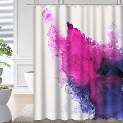 Rideau de douche artistique abstrait bleu coloré avec 12 crochets