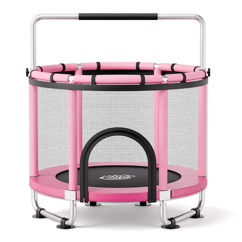 VEVOR in. Round Kid / Toddler Trampoline with Safety Enclosure, Pink
