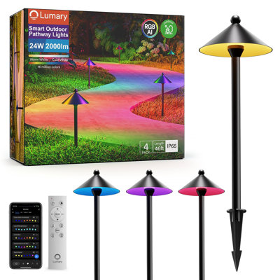 Lumières de sentier basse tension Lumary Smart, lumières de sentier paysager avec changement de couleur RVBAI, application / télécommande, étanche IP65