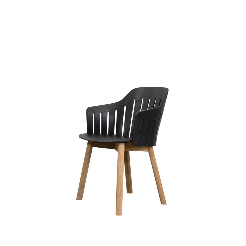 Choice Chair Outdoor and Four Teak Legs Base with Upholstery Cane-line Free Seat Cover, Black/Taek