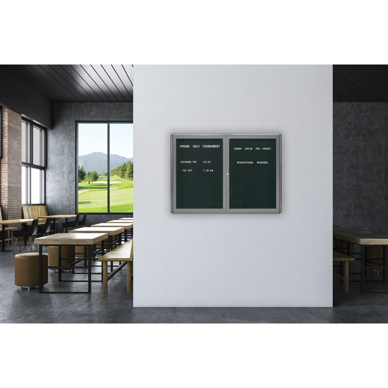 Radius Design Enclosed Directory Letter Board, 36" x 24", Burgundy/Black