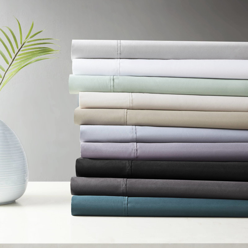 Ensemble de 4 très grands draps 4 pièces - mélange de coton rafraîchissant, contexture de 600 fils, capacité de gestion, drap-housse à poche profonde, lavable à la machine, résistant au rétrécissement