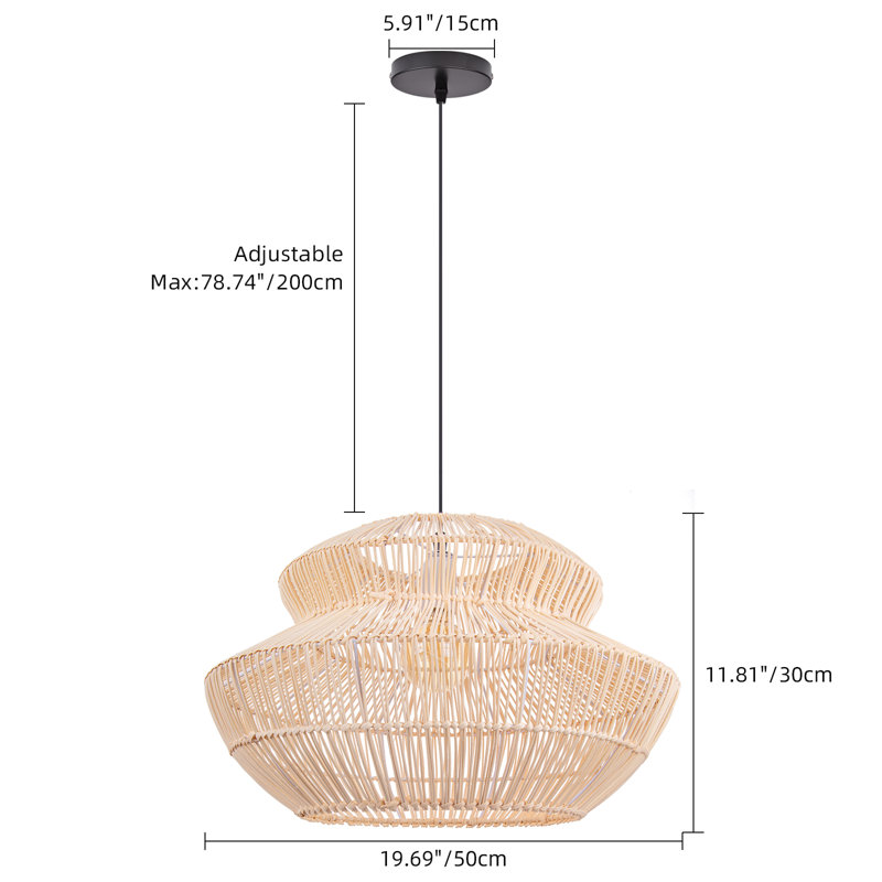 Luminaire suspendu en rotin tissé à la main Boho