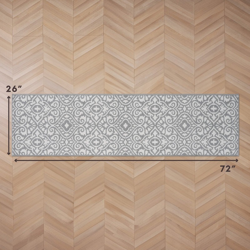 Tapis touffetés lavables à la machine deux tons Laura Ashley Feya, Gris clair, Tapis de couloir 2 pi 2 po x 6 pi