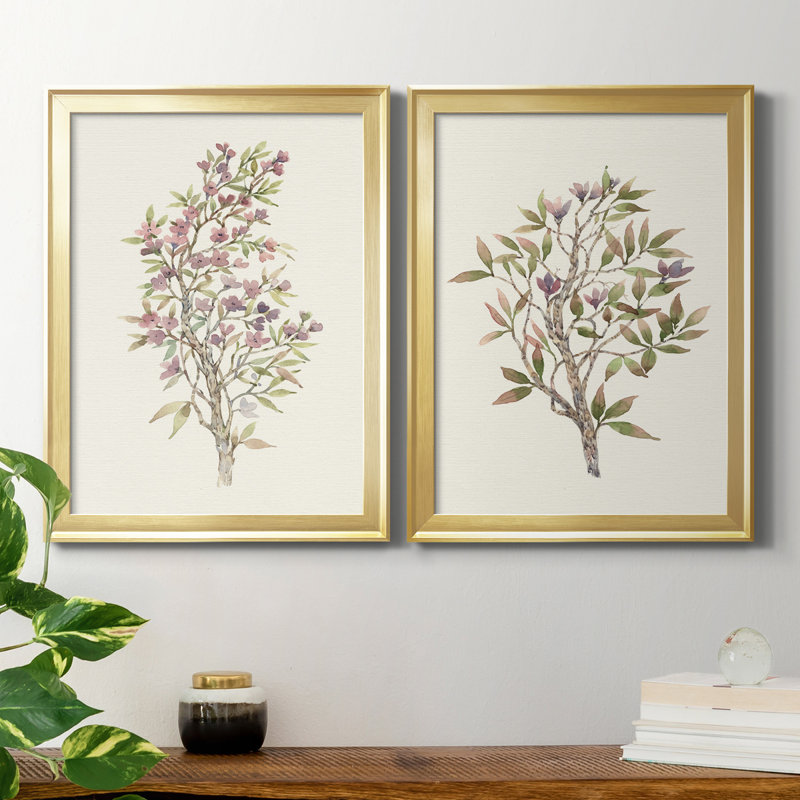 «Twig Study I», ensemble de 2 impressions sur toile encadrées, Cadre doré, H 36,5 po x l 26,5 po x P 1,25 po