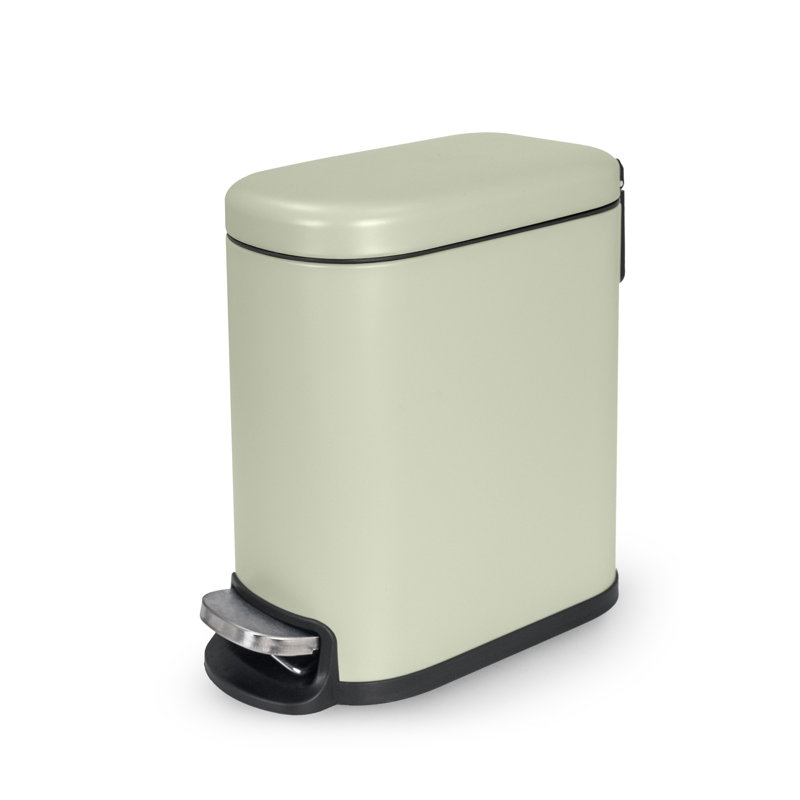 Acento Linea 1.3 Gallon Slim Rectangular Step Trash Can with Soft Close Lid, Removable Inner Bucket and Foot Pedal, Sage Green