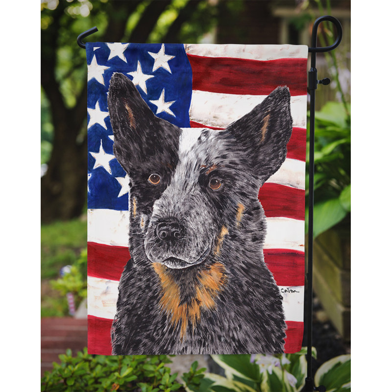 2 côtés en polyester de 2 côtés american drapeau de jardin, Bouvier australien gris / blond
