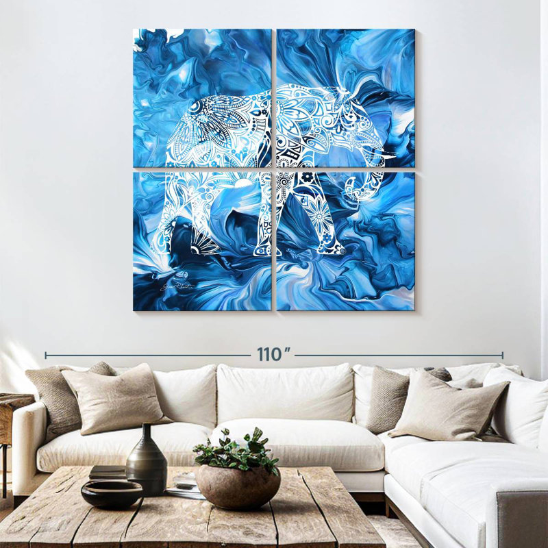 Brampt Vibrant Abstract Elephant, 74" H x 74" W
