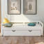 Lit de jour extensible avec couchette, lit de jour en bois avec couchette, blanc-2031317188