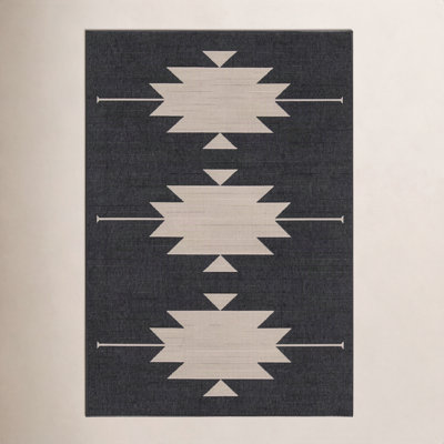 Genesis Charcoal Cream Southwestern Outdoor Rug