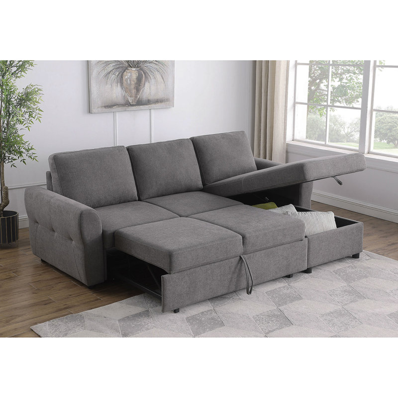 Kenna Grey Sleeper Sofa Sectional With Storage