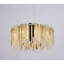 Lustre 9 lumières en acier inoxydable doré avec perles de cristal transparentes