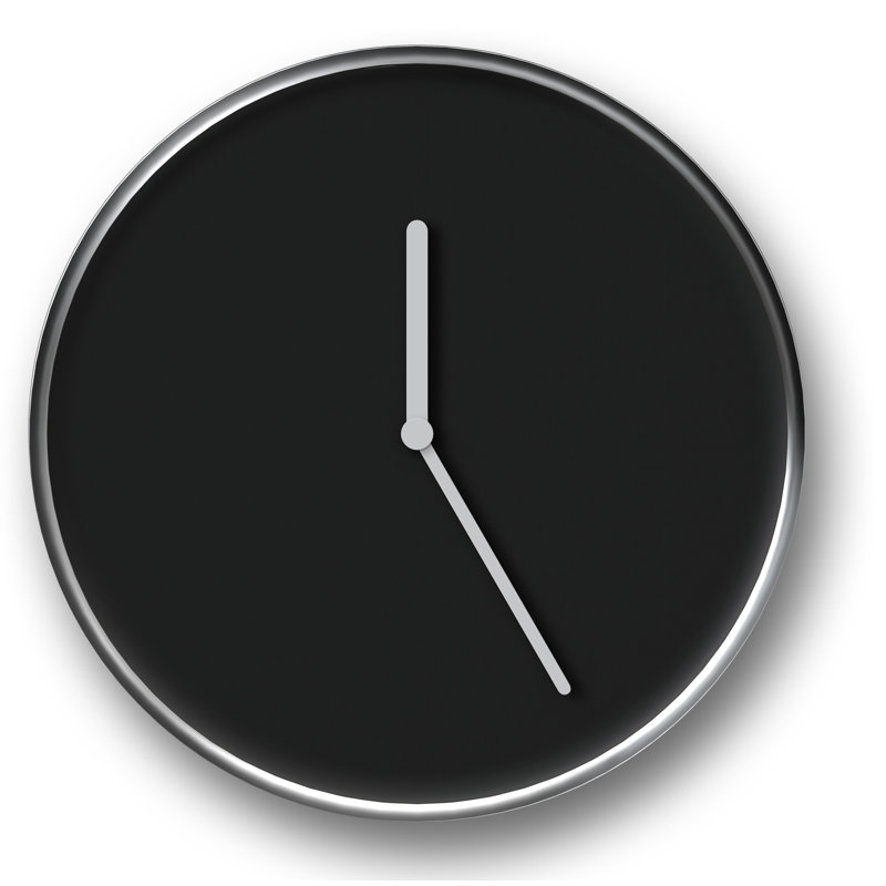 Metal Wall Clock, Chrome / Black