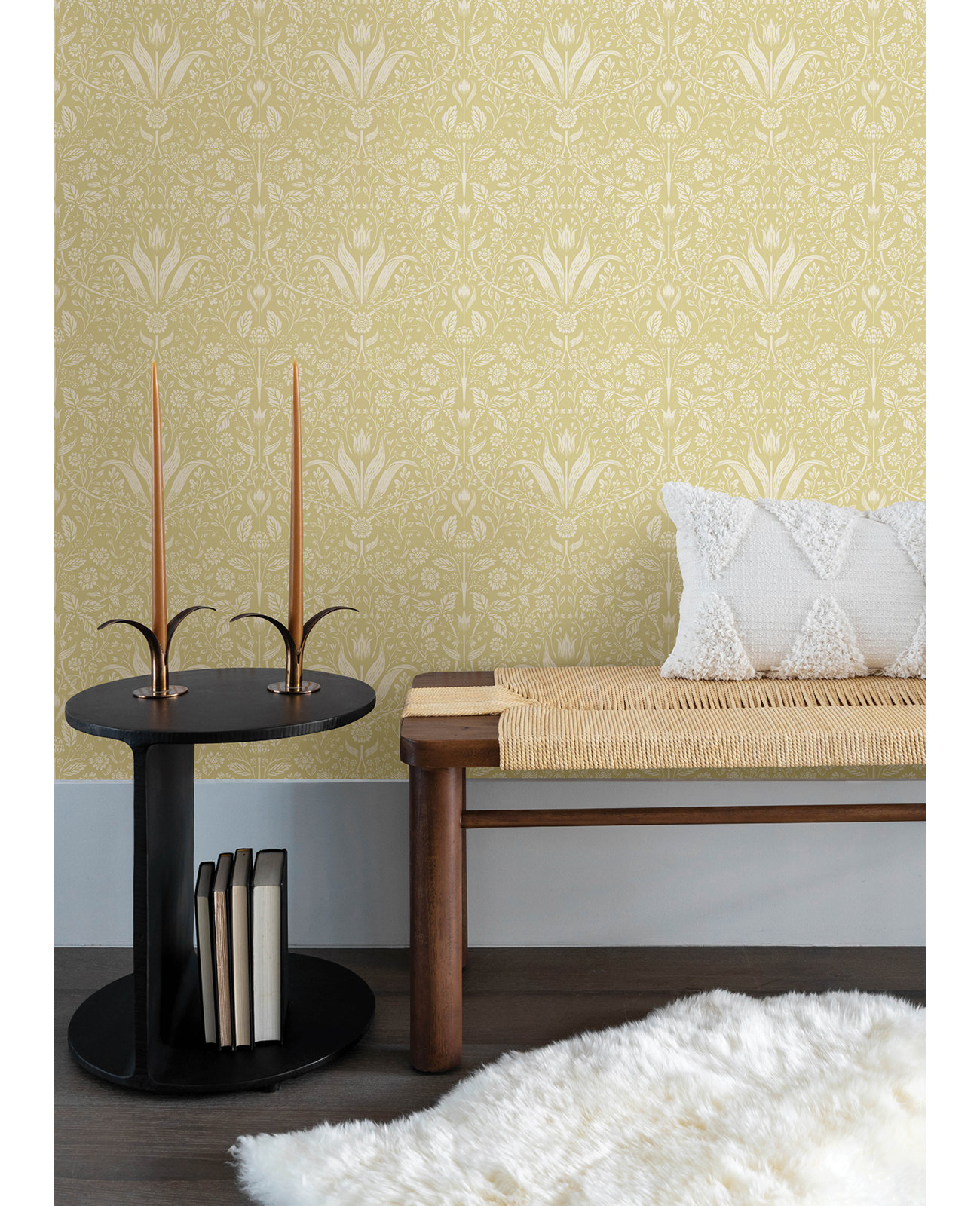 Triste Floral Wallpaper, Yellow