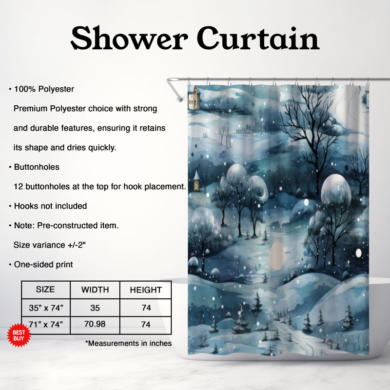 Rideau de douche Frosty Paradise - Premium, H 74 po x l 71 po