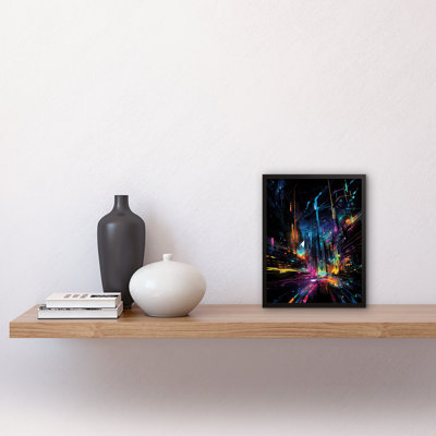 New York City At Night Modern Abstract Neon Contrast - Single Picture Frame Print