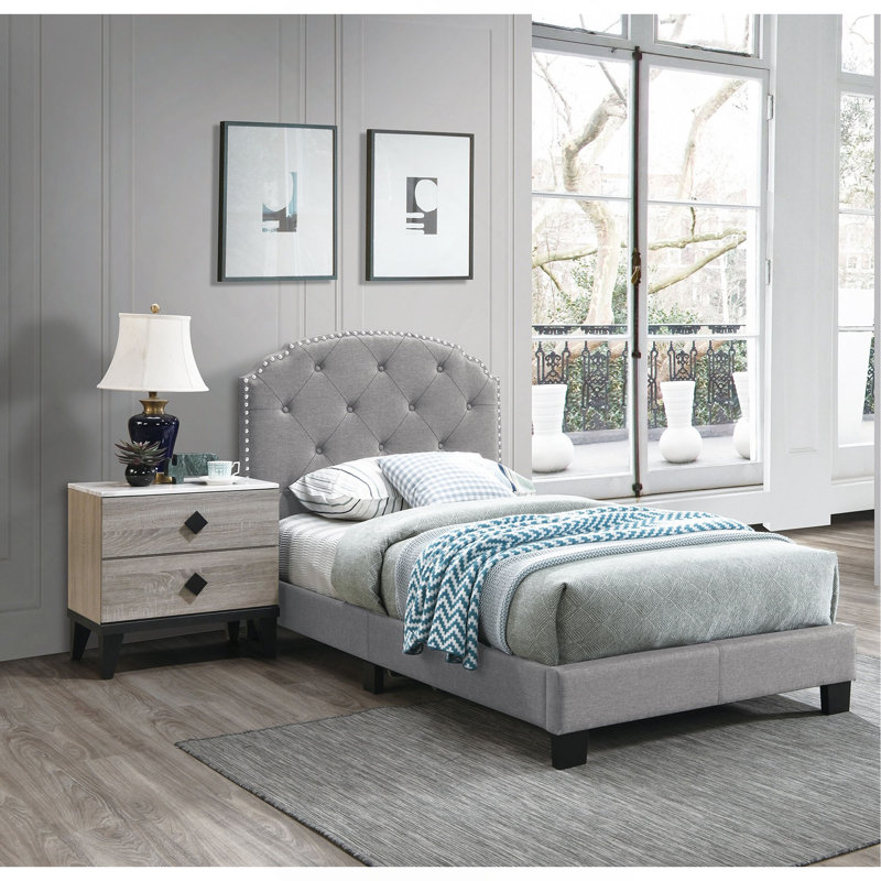 Mobilier de chambre à coucher 1pc, Lit simple, Gris anthracite