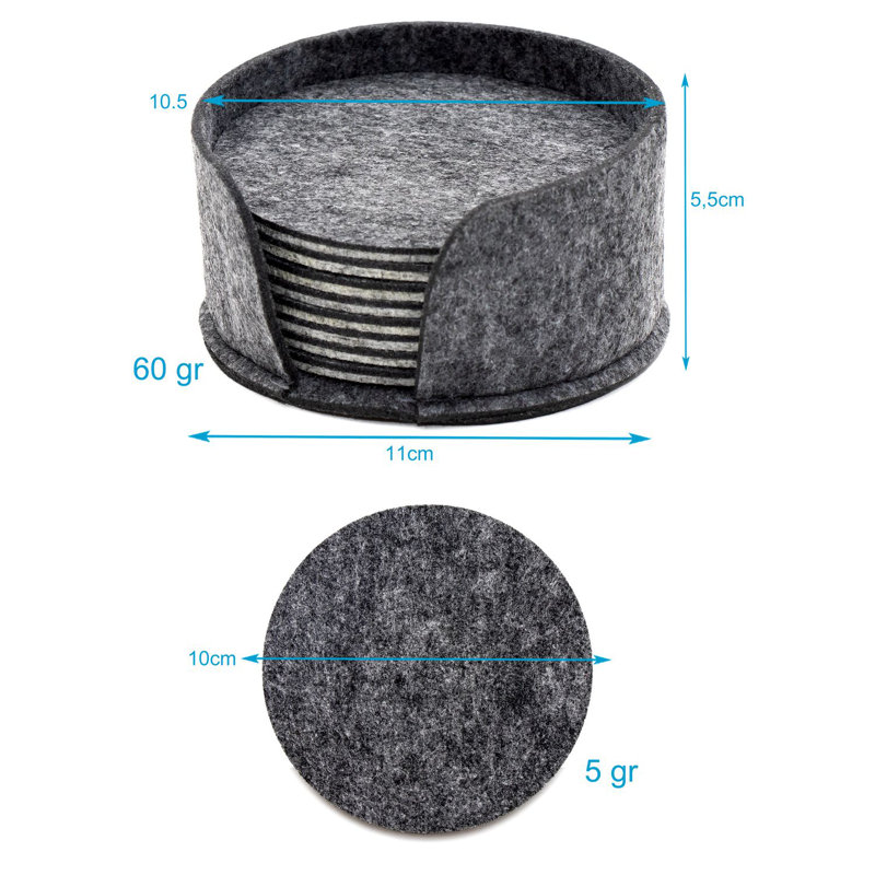 Round 8 Piece Coaster Set With Holder