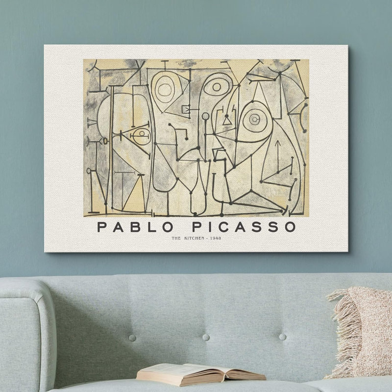 "La cuisine par Pablo Picasso", œuvre d'art classique rétro zen rétro sur toile, Toile tendue, H 32 po x l 48 po
