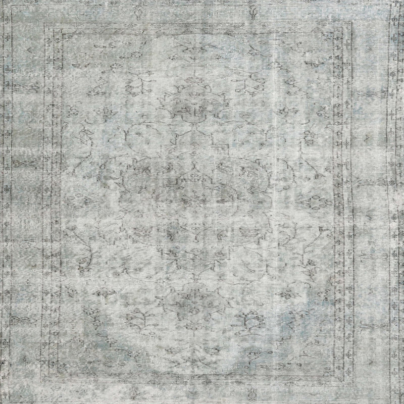 Tapis beige/gris traditionnel Renuka, Carré 6 pi
