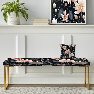 Banc floral rembourré or