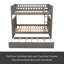 Lit superposé double au dessus d'un lit double avec lit gigogne simple, lit superposé en bois de pin avec garde-corps-1455292012