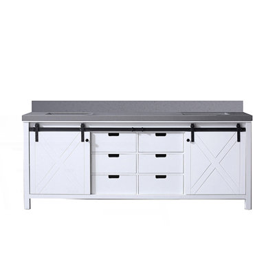 84 In. W X 22 In. D Double Bath Vanity With Grey Quartz Countertop