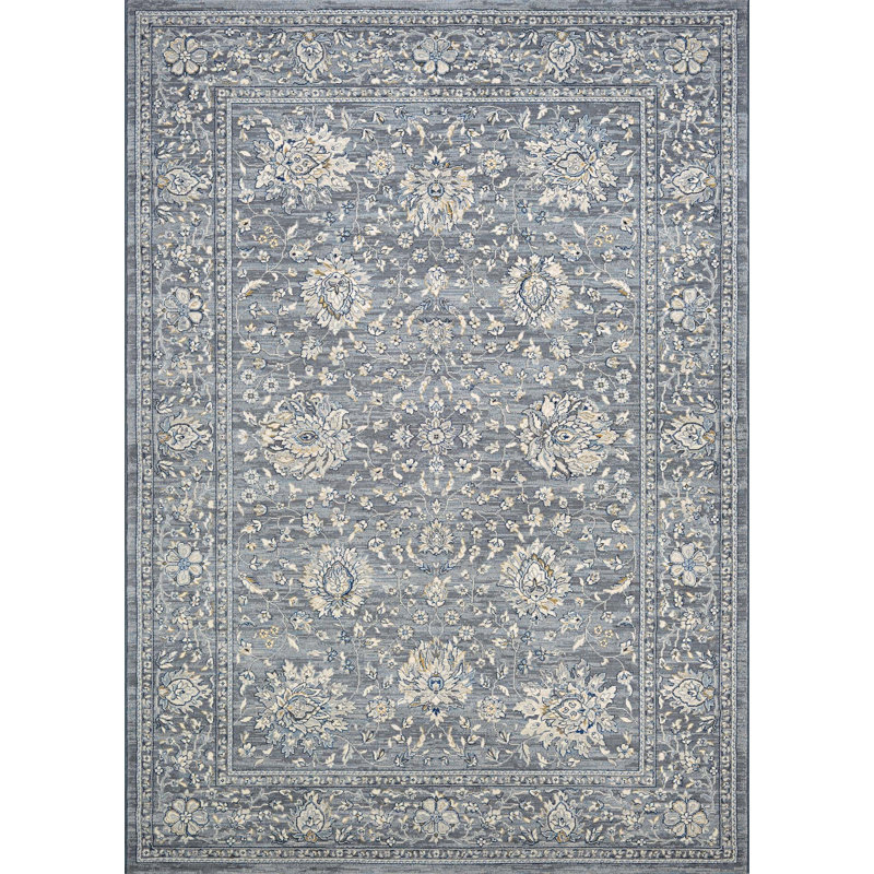Tapis de performance oriental gris ardoise Ania, Rectangle 7 pi 10 po x 11 pi 2 po
