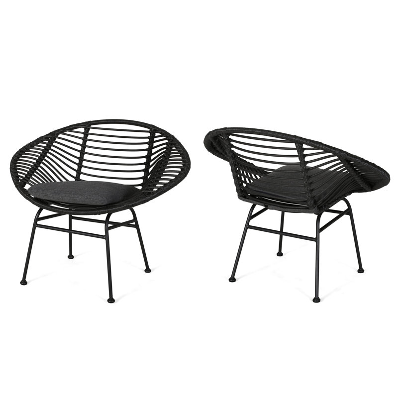 Elegant Outdoor Basket Chair For Relaxing - Grey, Iron And Plastic, 29.52 In. Height, 23.24 Width, 37.5 Depth, 11.48 Lb, Assembly Required Stylish Lounging