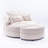 Beige Modern Curved Upholstered Sofa With Ottoman, Comfy Accent Chair Set For Living Room-359348365