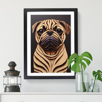 Pug Dog Wood Carving - Print