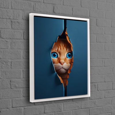Art mural de style bohème avec une conception de chat 3D sur toile de coton, idéale pour les amateurs d'art moderne et les amoureux des animaux