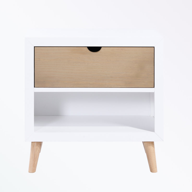 Table de chevet avec 1 tiroir et tablette ouverte