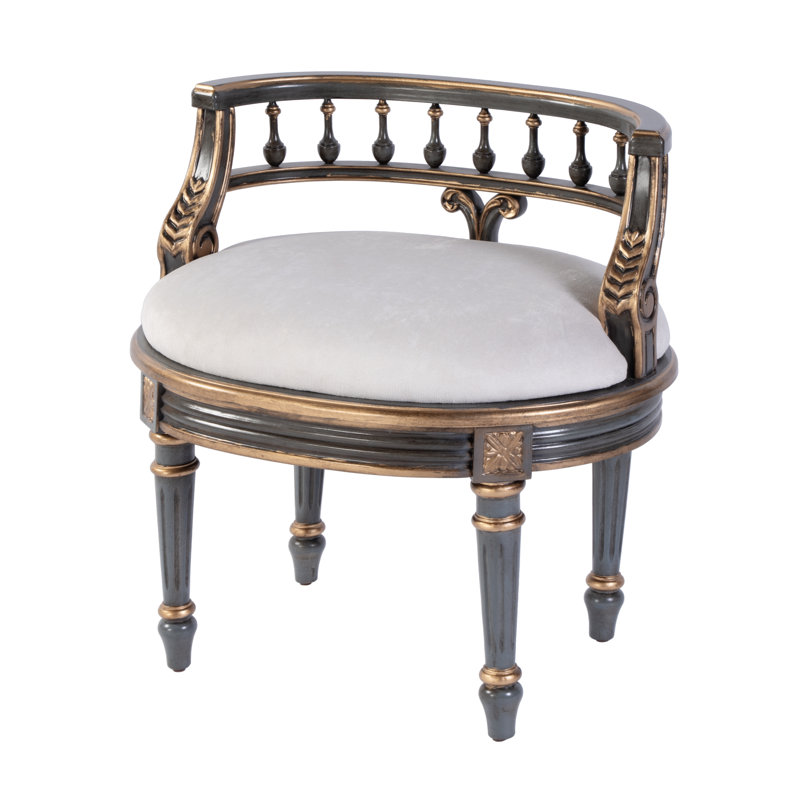 Hathaway Solid Wood Accent Stool, Pastel Blue