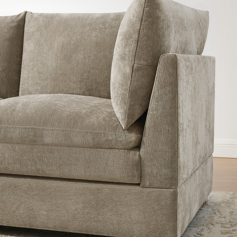 Canapé-lit d'angle modulaire rembourré de 6 pièces, Brown Chenille, 34.65" H x 98.03" W x 63.78" D