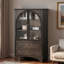 Armoire de rangement vitrée avec 2 tiroirs et tablettes réglables-244823263