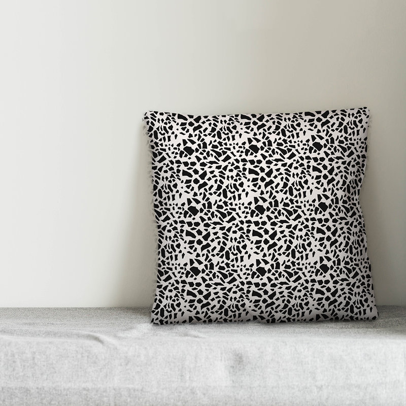 Coussin Dash, 18 po x 18 po, Blanc / noir géométrique 2